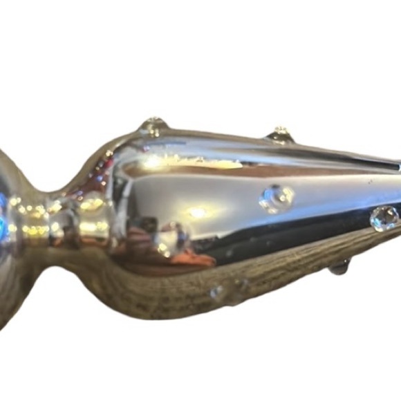 Blown Glass Bumpy Christmas Ornament Silver - Picture 3 of 3